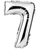 Stor sølvfolieballon formet som tallet nul, med skinnende metallisk finish og selvforseglende ventil, ideel til fester, begivenheder eller dekorationer.