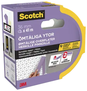 Scotch® Maskeringstejp för ömtåliga ytor 41 meter – 36 mm