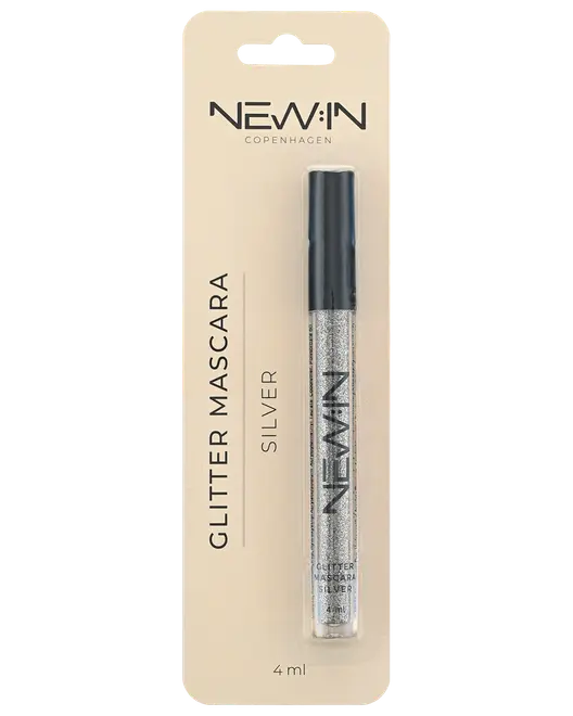 NEW IN Copenhagen sølv glittermascara i klar tube med sort låg, 4 ml.