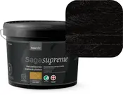 9 liters spand Sagacolor Supreme heldækkende træbeskyttelse, sort farve, til udendørs træværk. Premium kvalitet, miljømærket og lang holdbarhed. Viser malingens struktur.