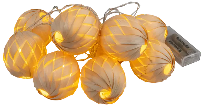 Lyskæde bambus flet - Ø5 cm