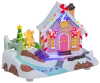 Pepparkakslandskap hus med LED 