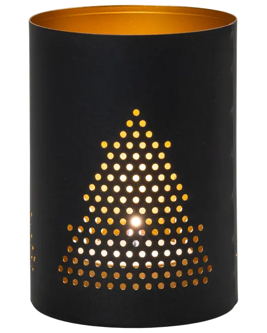 Lysestage 14 cm - sort og guld