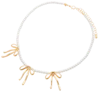 Halsband med pärlor och rosetter - guld