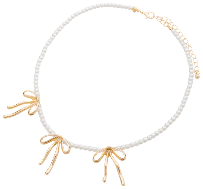 Halsband med pärlor och rosetter - guld