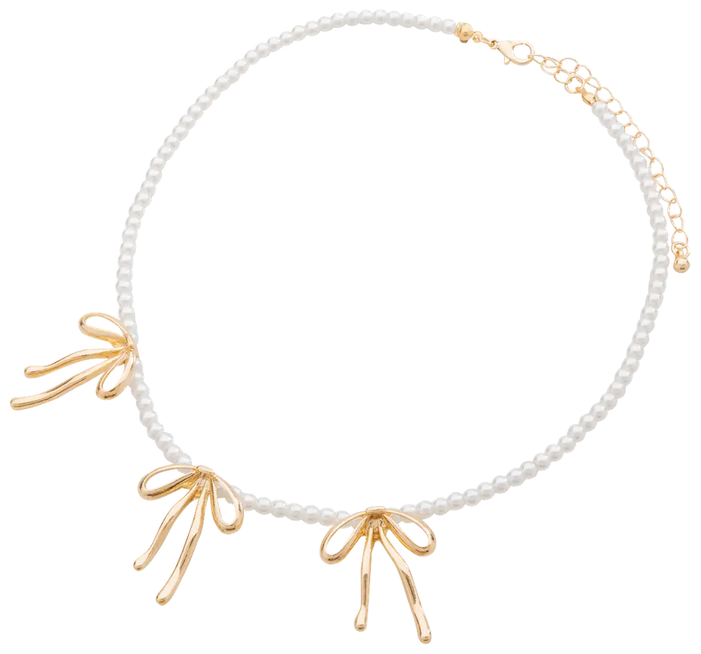 Halsband med pärlor och rosetter - guld