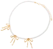 Halskæde perler og sløjfer - guld