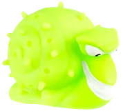 Ljusgrön gummisnigel hundleksak med texturerat skal, upphöjda knoppar och tecknad ansiktsdesign. Hållbart, klämvänligt material för lek och tugg. Passar små till medelstora hundar.