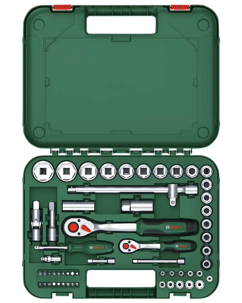 Spärrnyckelsats 1/4" och 1/2" 57 delar