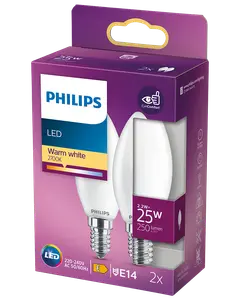 PHILIPS LED-pære 2,2W E14 B35 2-pak