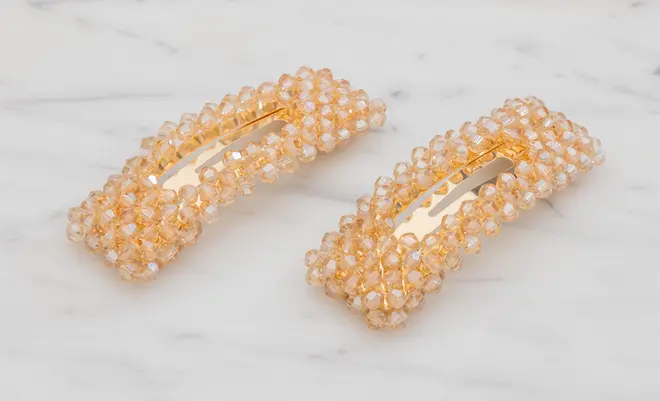 Hårspænde med perler 2 stk. - guld