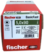 fischer Spånskrue 5 x 90 mm TX20 200 stk.