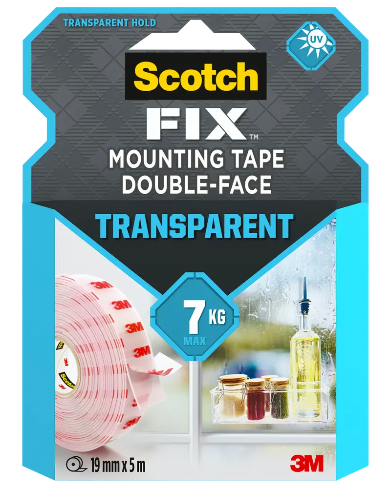 Scotch-FIX™ Dobbeltklæbende Transparent 19 mm x 5 meter