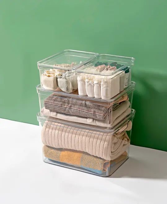 Lock L förvaringslåda klar plast