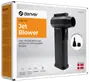 Sort håndholdt jetblæser med digitalt display, 5 vindhastigheder, 110.000 RPM, 6000mAh genopladeligt batteri. Inkluderer to mundstykke-tilbehør. Leveres i hvid og orange æske.