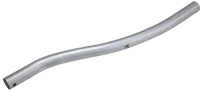 Buet metalrør, sølvfarvet, cylindrisk form med glat overflade, forboret hul i den ene ende, beregnet til elektriske installationer eller kabelstyring i byggeprojekter.