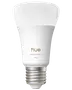 Philips Hue White Ambiance LED-pære, standard form, E26 fatning, 1100 lumen, justerbart hvidt lys, elegant hvidt design, egnet til intelligente belysningssystemer.