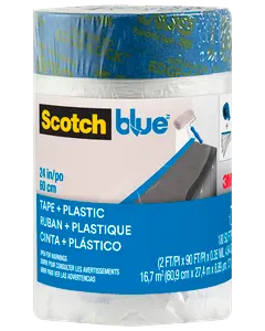 ScotchBlue™ Afdækningsplast Refill med tape – 60,9 cm x 27,4 meter