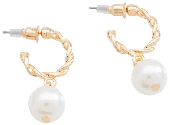 Örhängen twisted hoop med pärla - guld