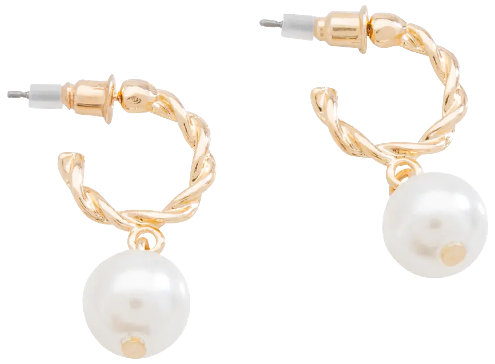 Örhängen twisted hoop med pärla - guld