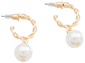 Örhängen twisted hoop med pärla - guld