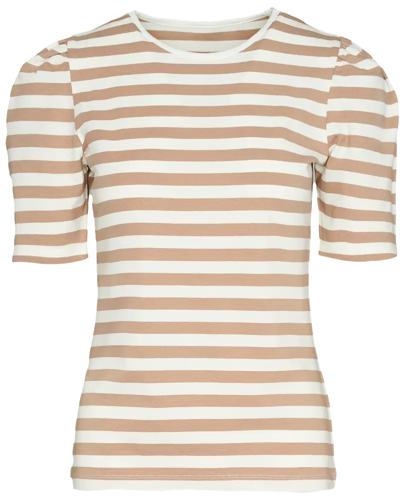 T-shirt Randig - Vit/Sand