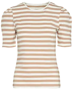T-shirt Randig - Vit/Sand