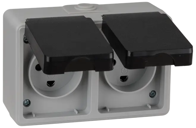 Stikkontakt dobbelt IP54 stænktæt