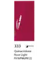 Blank skinnende mørk magenta malingprøve mærket 333 Quinacridone Rose Light, PV19/PW6/PR122.