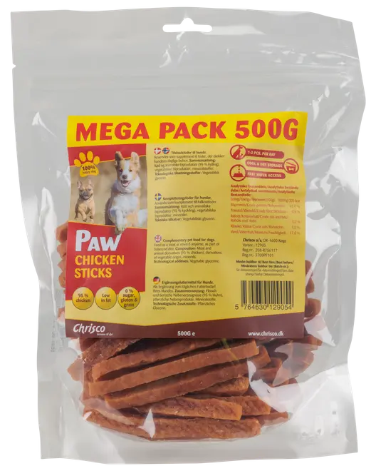 PAW Hundegodbid Chicken sticks 500 g
