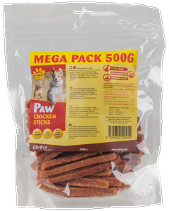 PAW Hundegodbid Chicken sticks 500 g