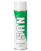 Vit och grön SAN silikonsprayburk, 500 ml, 30% silikon, med vit kork.