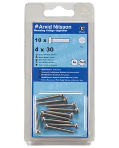 Arvid Nilsson Maskinskrue A4 PH M4 x 30 mm 10-pak