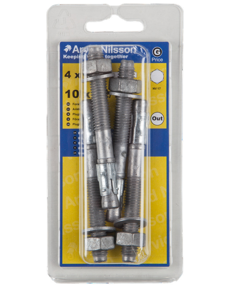 Arvid Nilsson Ekspansionsbolt M10 x 90 mm 4-pak