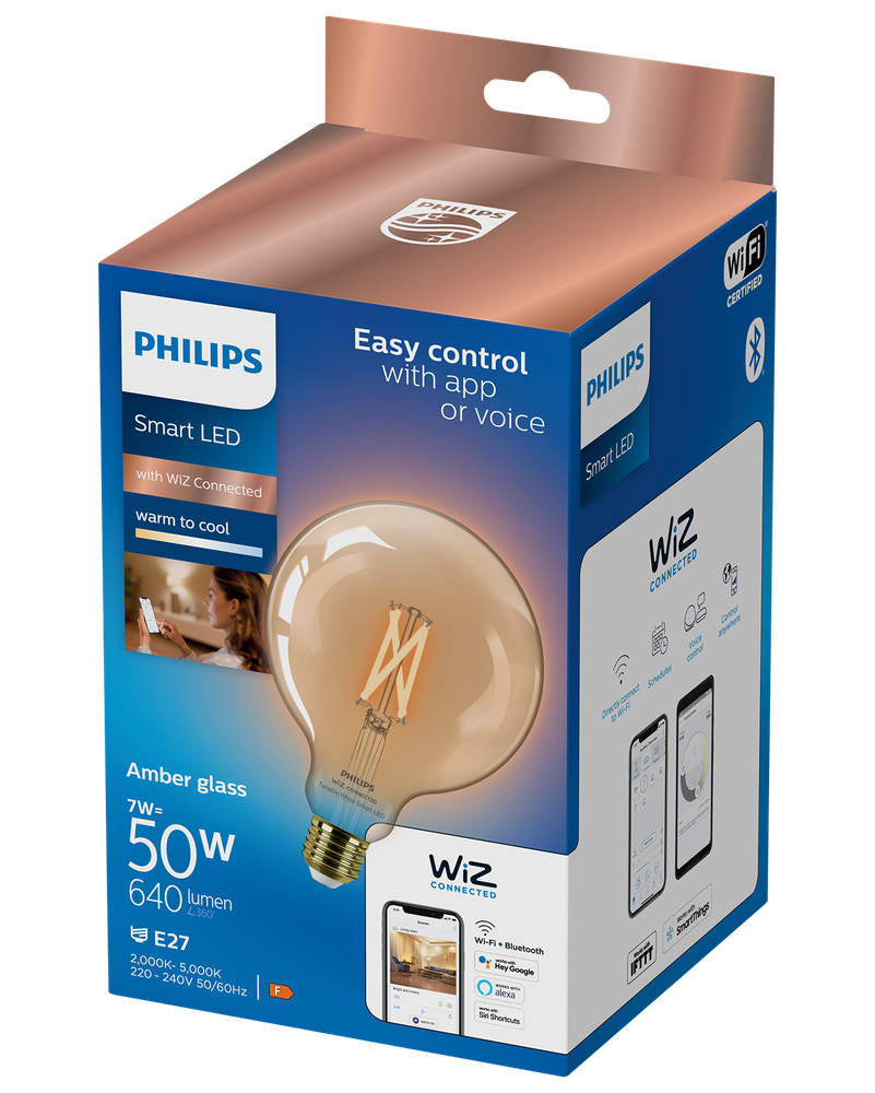 PHILIPS Smart LED globlampa 7W E27 G125 - WarmToCool