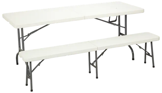 Hopfällbar bänk L. 180 cm - vit