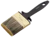 Platt pensel med svart plasthandtag, guldfärgat metallfäste och naturborst. Handtaget har upphängningshål och 'Schuster'-märke. Borsten är 50 mm bred.