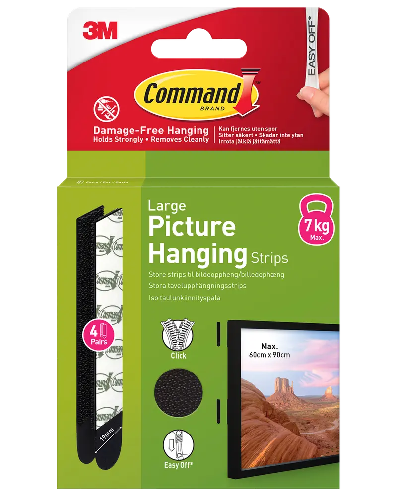 Command™ Strips Tavelupphängning - Svart L