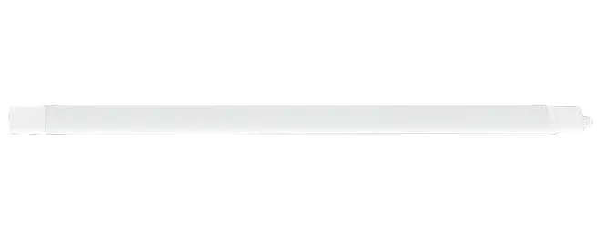 Smal vit rektangulär LED-armatur med slät diffuser och små ändkåpor.
