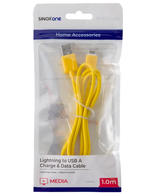 Sinox lightningkabel gul 1 m