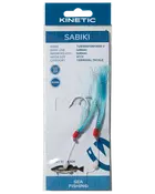 Kinetic Sabiki havfiskeri terminal tackle-pakke med to selvlysende kroge med flash hair skirt og agnclips til saltvandsfiskeri.