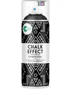 Aerosolspraydåse med gennemsigtigt låg, sort geometrisk etiket og chalk effect charcoal-finish til møbler og dekoration.