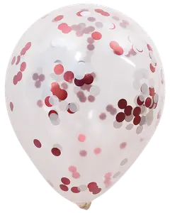 Konfettiballon Ø30 cm 5-pak - rød/hvid