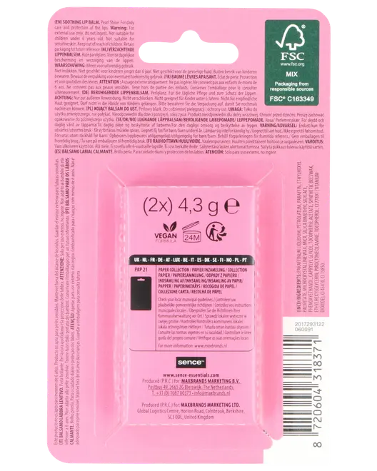 Læbepomade 2-pak - pearl shine