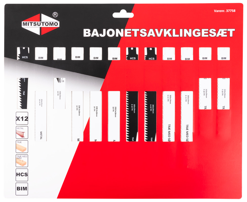 Mitsutomo Bajonetsavklingesæt 12 dele