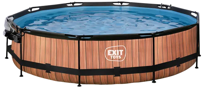 EXIT TOYS Pool Ø360x76 cm med pumpe og skærm - brun