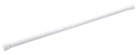 Vit justerbar spännstång med gummitoppar, passar för gardiner eller duschdraperier. Cylindrisk design, lätt och enkel att montera utan verktyg.