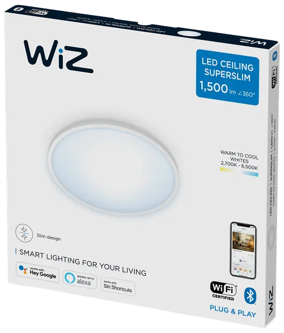 WiZ Plafond superslim Ø30cm 16W - hvid
