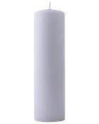 Hvid, duftfri bloklys med glat, cylindrisk form, flad top og centreret væge. Perfekt til boligindretning, begivenheder eller hygge. Cirka 20 cm høj.