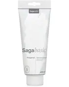 Saga Basic Finsparkel i 400 ml tube, hvid emballage med grå tekst, velegnet til fin overfladefinish på vægge og lofter, praktisk klemtube.